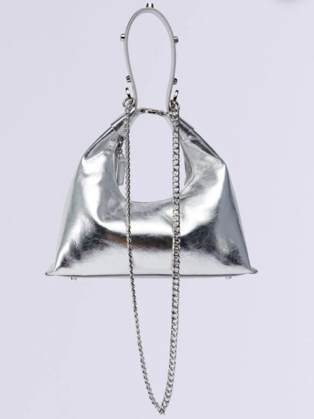 AKIRA Metallic Silver Too Trendy Chain Purse NEW